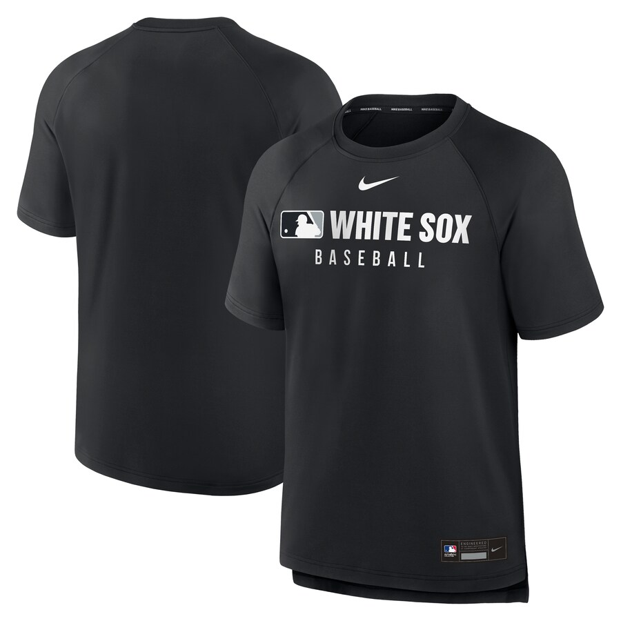 Men's Chicago White Sox Nike Black Authentic Collection Pregame Raglan Performance T-Shirt - Vujersey Los Angeles Rams