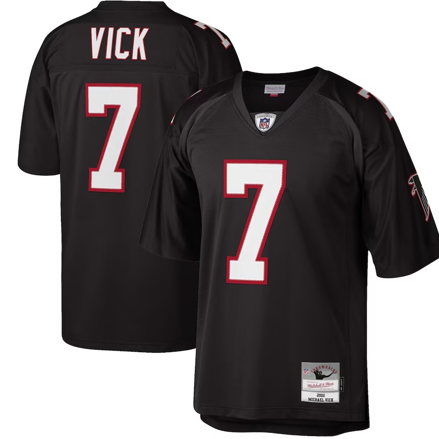 Men's Atlanta Falcons Michael Vick Mitchell & Ness Black Big & Tall 2002 Retired Player Replica Jersey - Vujersey Los Angeles Rams
