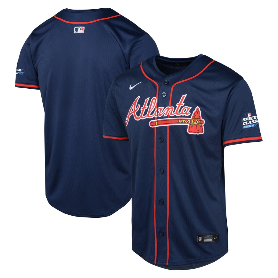 Youth Atlanta Braves Nike Navy 2025 MLB Speedway Classic Alternate Limited Jersey - Vujersey Los Angeles Rams