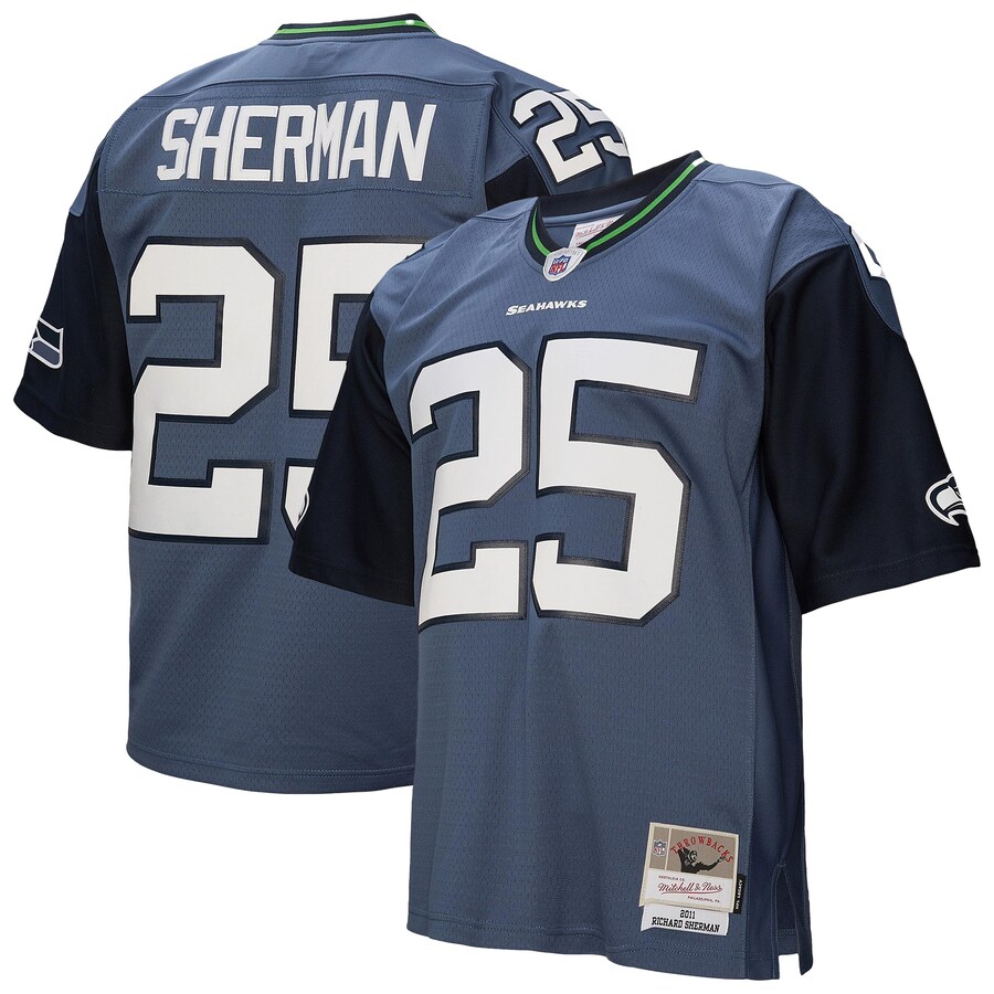 Men's Seattle Seahawks Richard Sherman Mitchell & Ness Blue 2011 Legacy Replica Jersey - Vujersey Los Angeles Rams