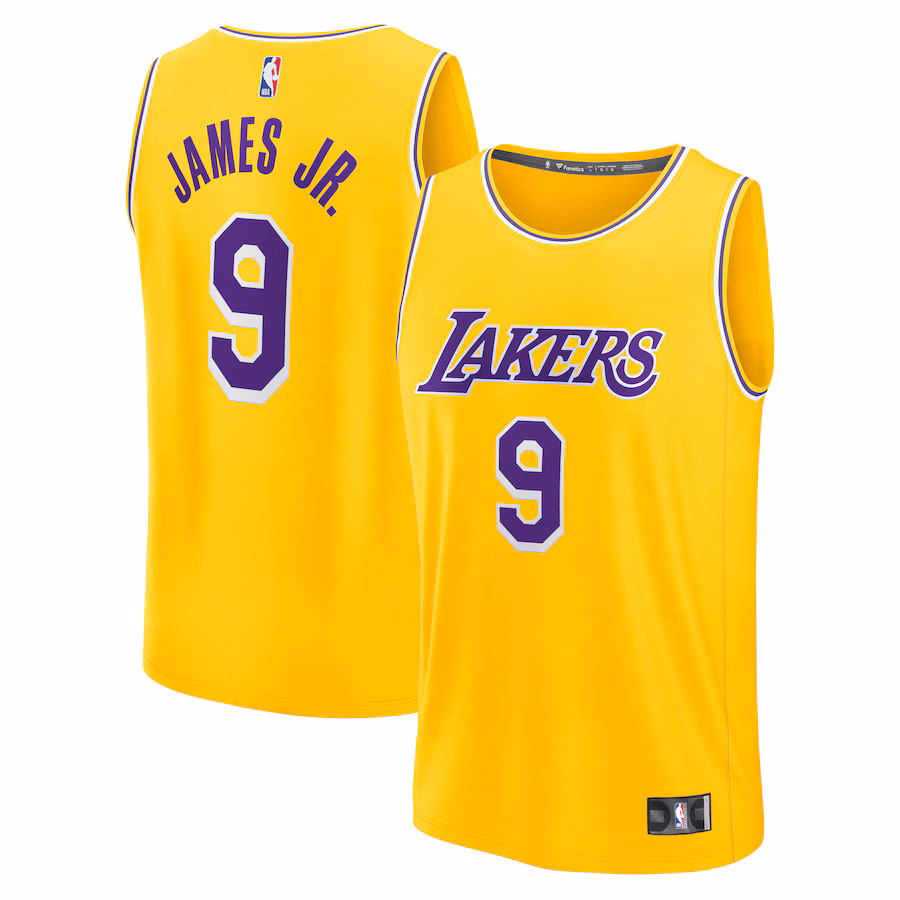 Men's Los Angeles Lakers Bronny James Fanatics Gold 2024 NBA Draft Fast Break Player Jersey - Icon Edition - Vujersey Los Angeles Rams