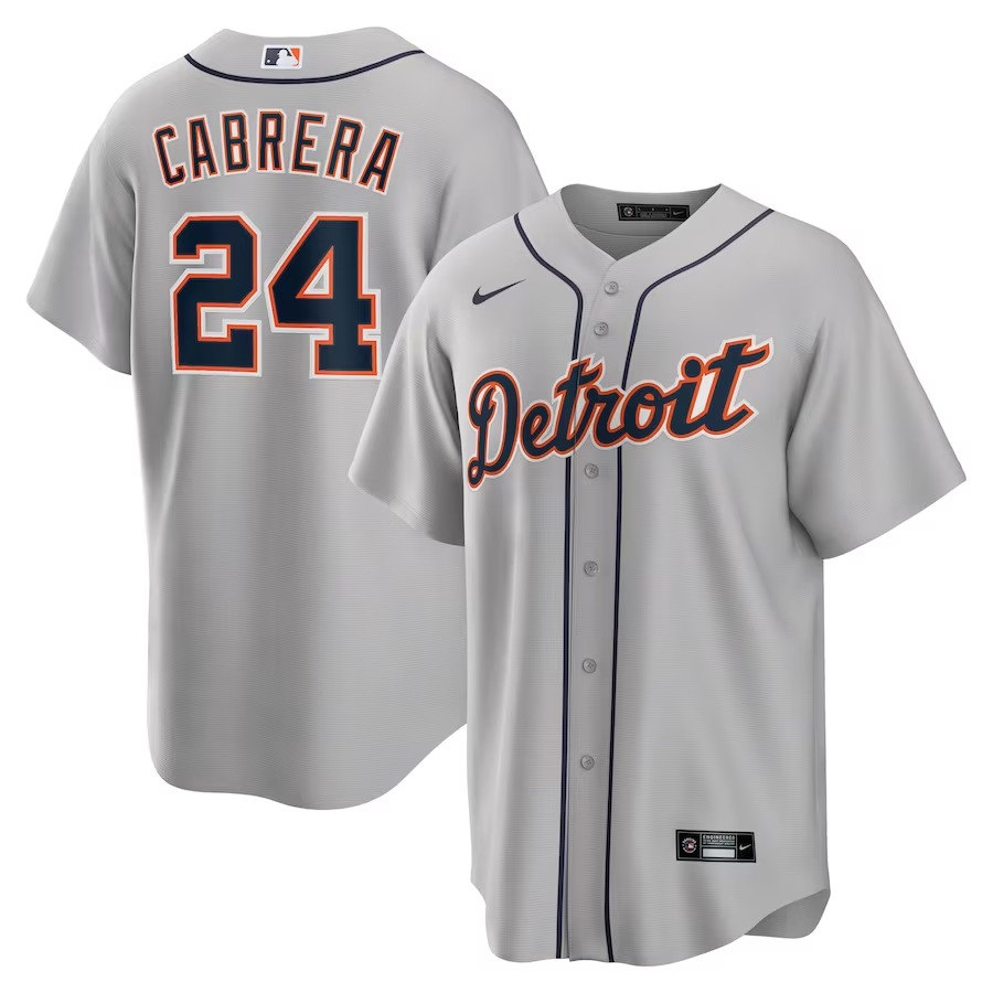 Men's Detroit Tigers Miguel Cabrera Nike Gray Road Replica Player Name Jersey - Vujersey Los Angeles Rams