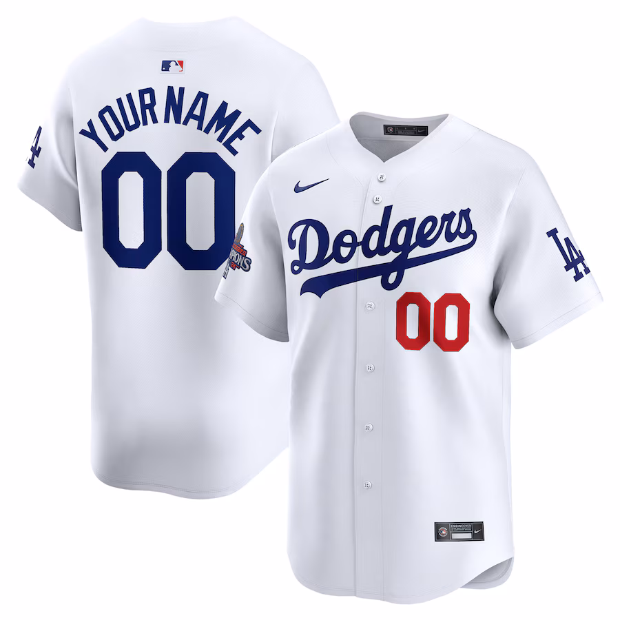 Men's Los Angeles Dodgers Nike White 2024 World Series Champions Home Custom Limited Jersey - Vujersey Los Angeles Rams
