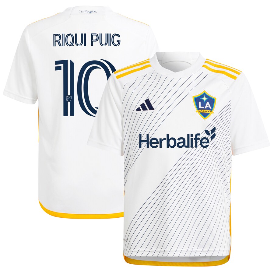 Youth LA Galaxy Riqui Puig adidas White 2024 Angeleno Kit Replica Player Jersey - Vujersey Los Angeles Rams