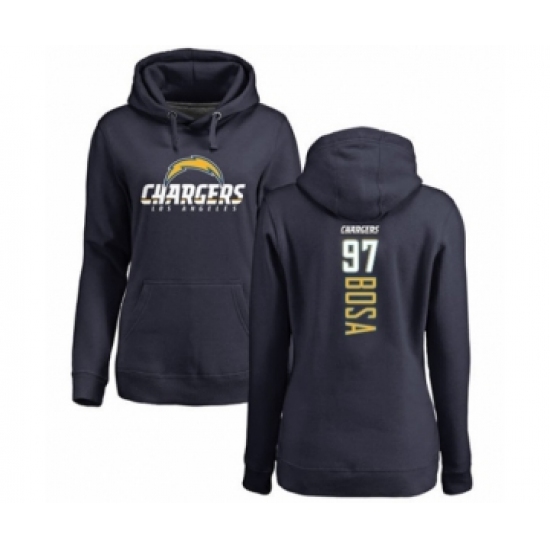 Football Women's Los Angeles Chargers #97 Joey Bosa Navy Blue Backer Pullover Hoodie - Vujersey Los Angeles Rams