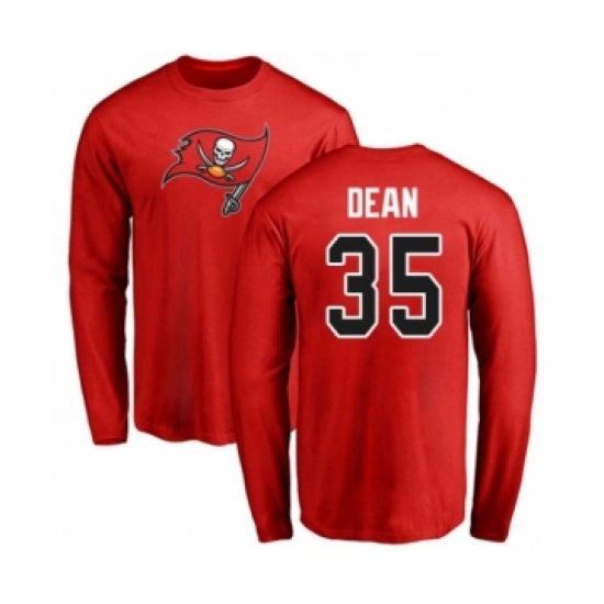 Football Tampa Bay Buccaneers #35 Jamel Dean Red Name & Number Logo Long Sleeve T-Shirt - Vujersey Los Angeles Rams