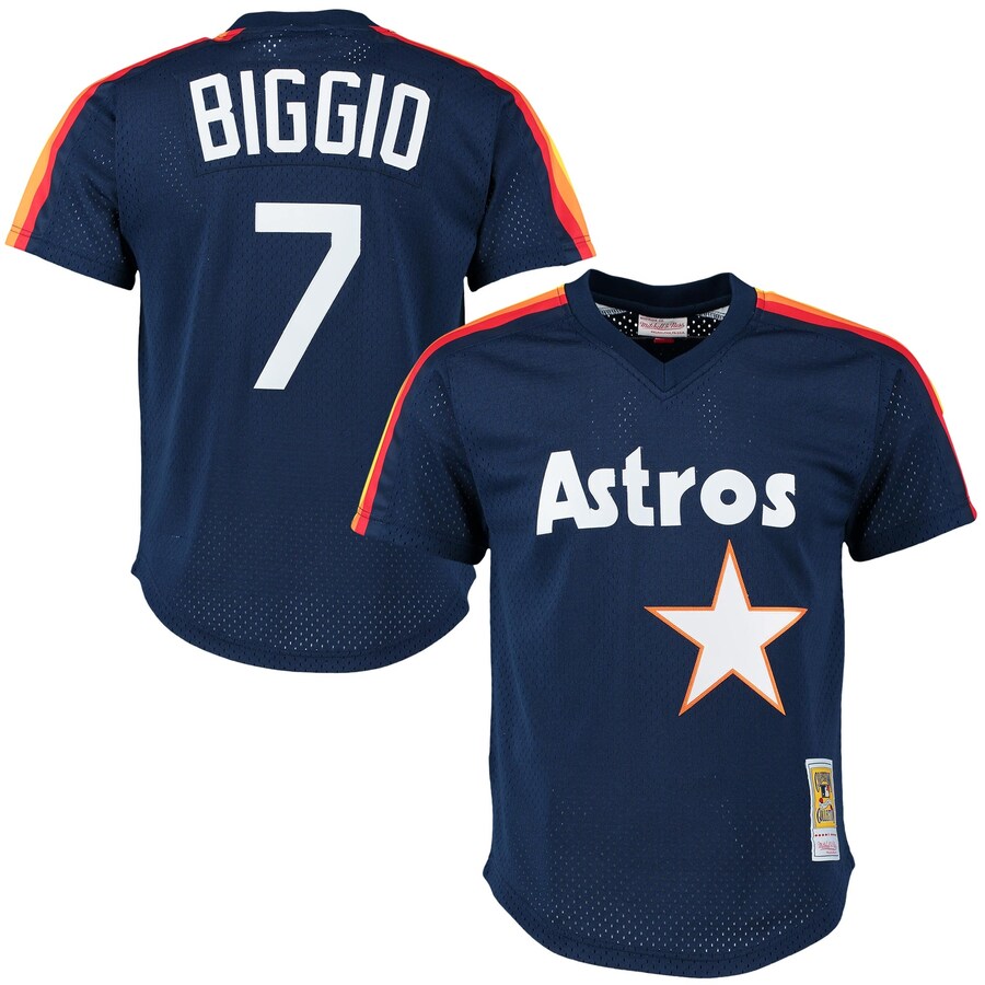 Men's Houston Astros Craig Biggio Mitchell & Ness Navy Cooperstown Mesh Batting Practice Jersey - Vujersey Los Angeles Rams