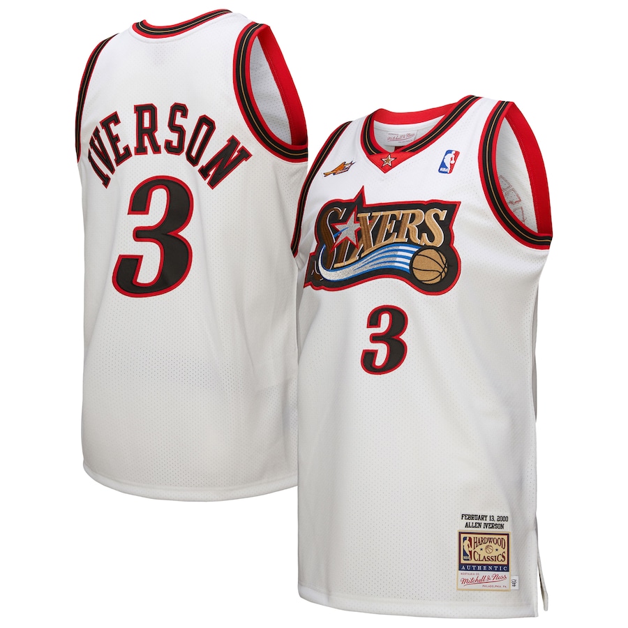 Men's Philadelphia 76ers Allen Iverson Mitchell & Ness White 2000 NBA All-Star Game Authentic Jersey - Vujersey Los Angeles Rams