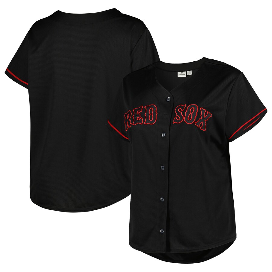 Women's Boston Red Sox Black Plus Size Pop Fashion Button-Up Jersey - Vujersey Los Angeles Rams