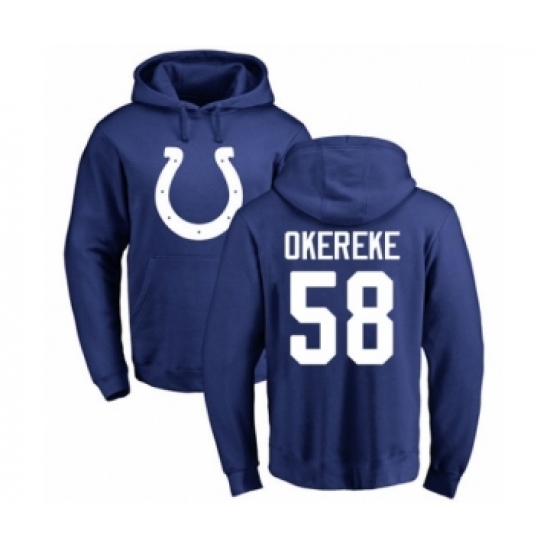 Football Indianapolis Colts #58 Bobby Okereke Royal Blue Name & Number Logo Pullover Hoodie - Vujersey Los Angeles Rams