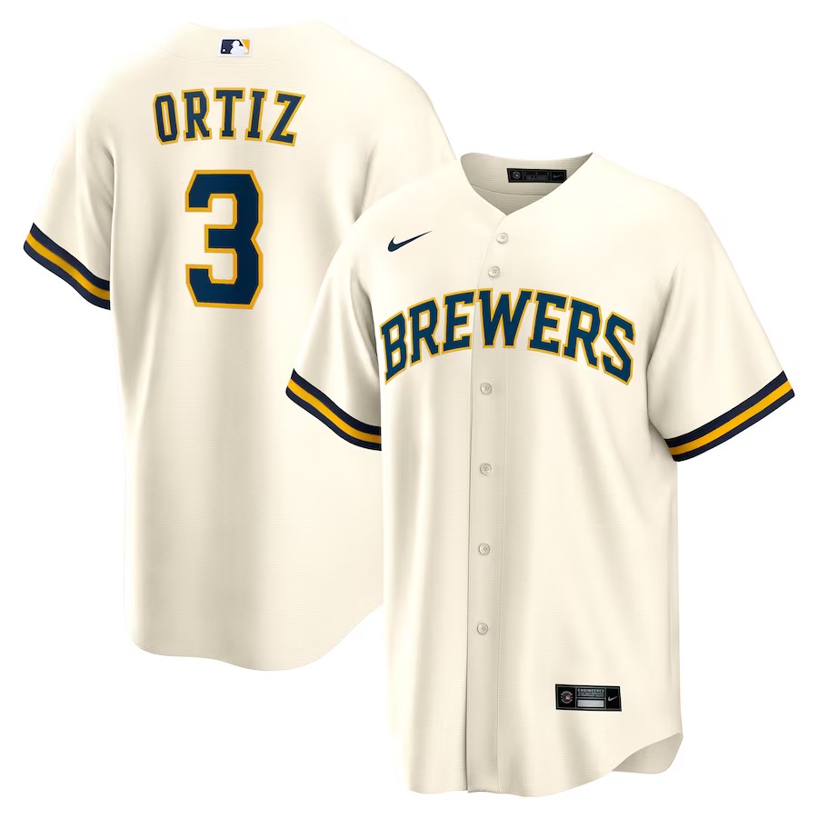 Men's Milwaukee Brewers Joey Ortiz Nike White Home Replica Jersey - Vujersey Los Angeles Rams