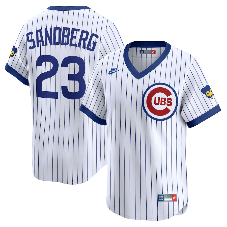 Men's Chicago Cubs Ryne Sandberg Nike White Throwback Cooperstown Collection Limited Jersey - Vujersey Los Angeles Rams