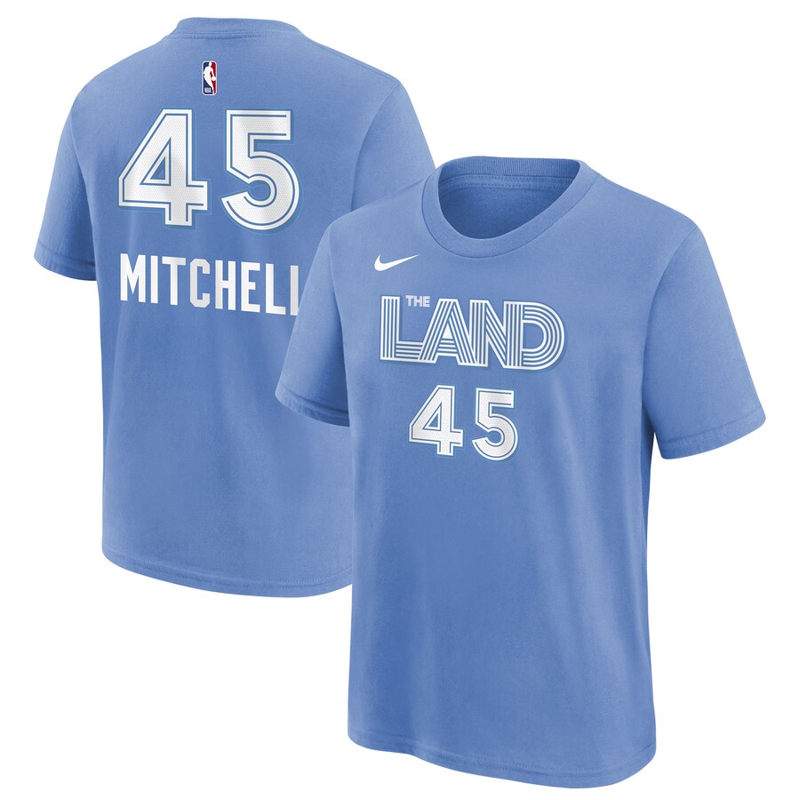 Youth Cleveland Cavaliers Donovan Mitchell Nike Light Blue 2024/25 City Edition Name & Number T-Shirt - Vujersey Los Angeles Rams