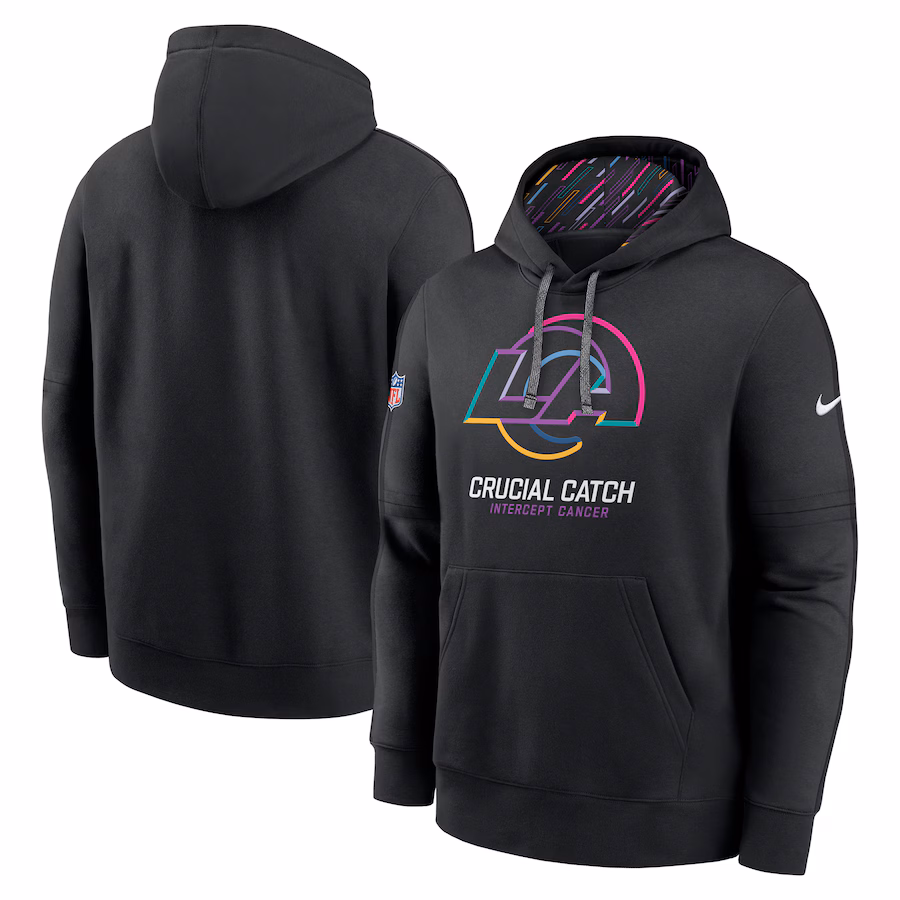 Men's Los Angeles Rams Nike Black 2024 NFL Crucial Catch Club Pullover Hoodie - Vujersey Los Angeles Rams