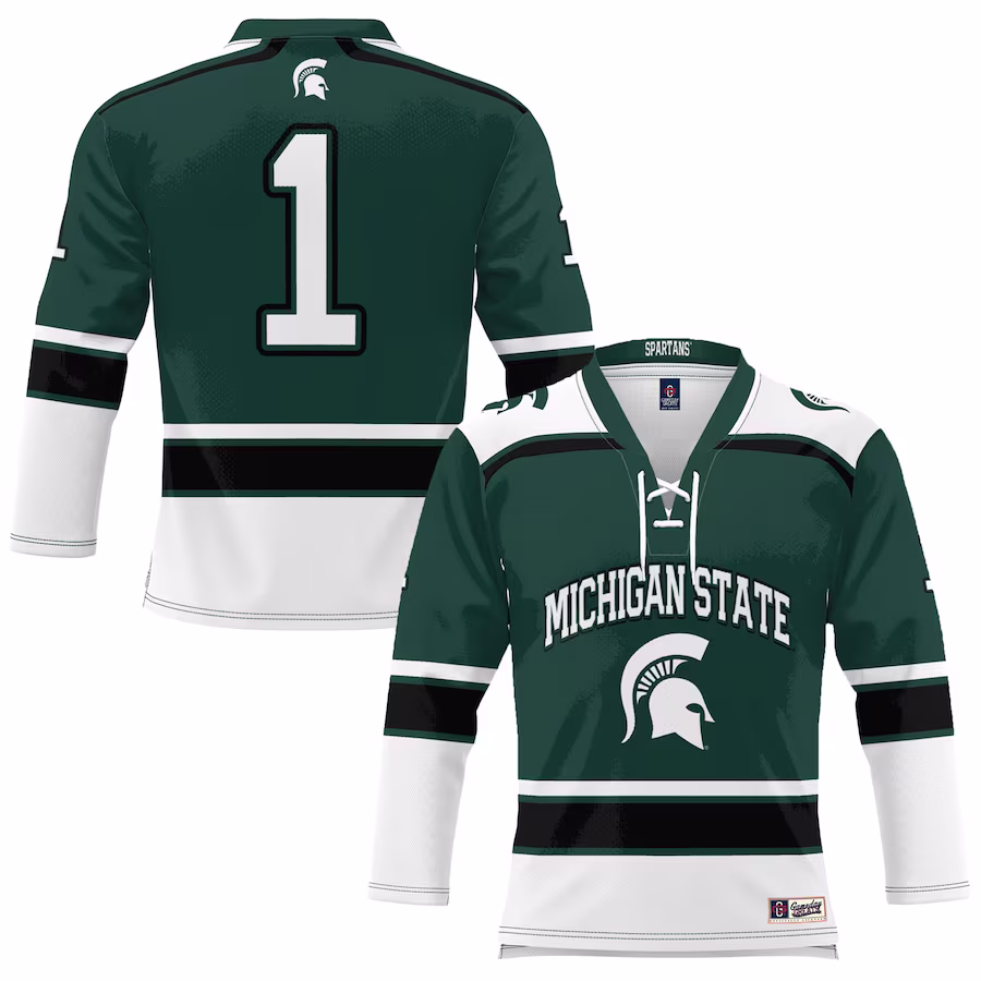 #1 Michigan State Spartans GameDay Greats Hockey Jersey - Green - Vujersey Los Angeles Rams