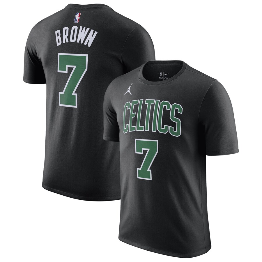 Men's Boston Celtics Jaylen Brown Jordan Brand Black 2022/23 Statement Edition Name & Number T-Shirt - Vujersey Los Angeles Rams