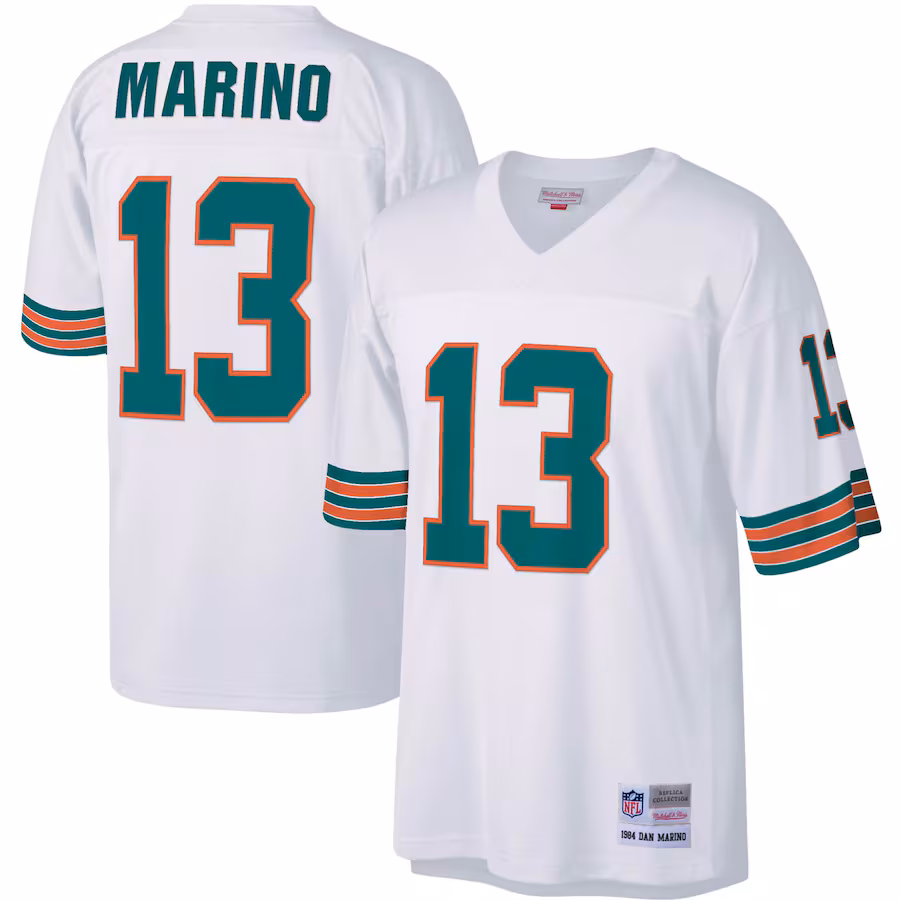 Men's Miami Dolphins Dan Marino Mitchell & Ness White Big & Tall 1984 Retired Player Replica Jersey - Vujersey Los Angeles Rams