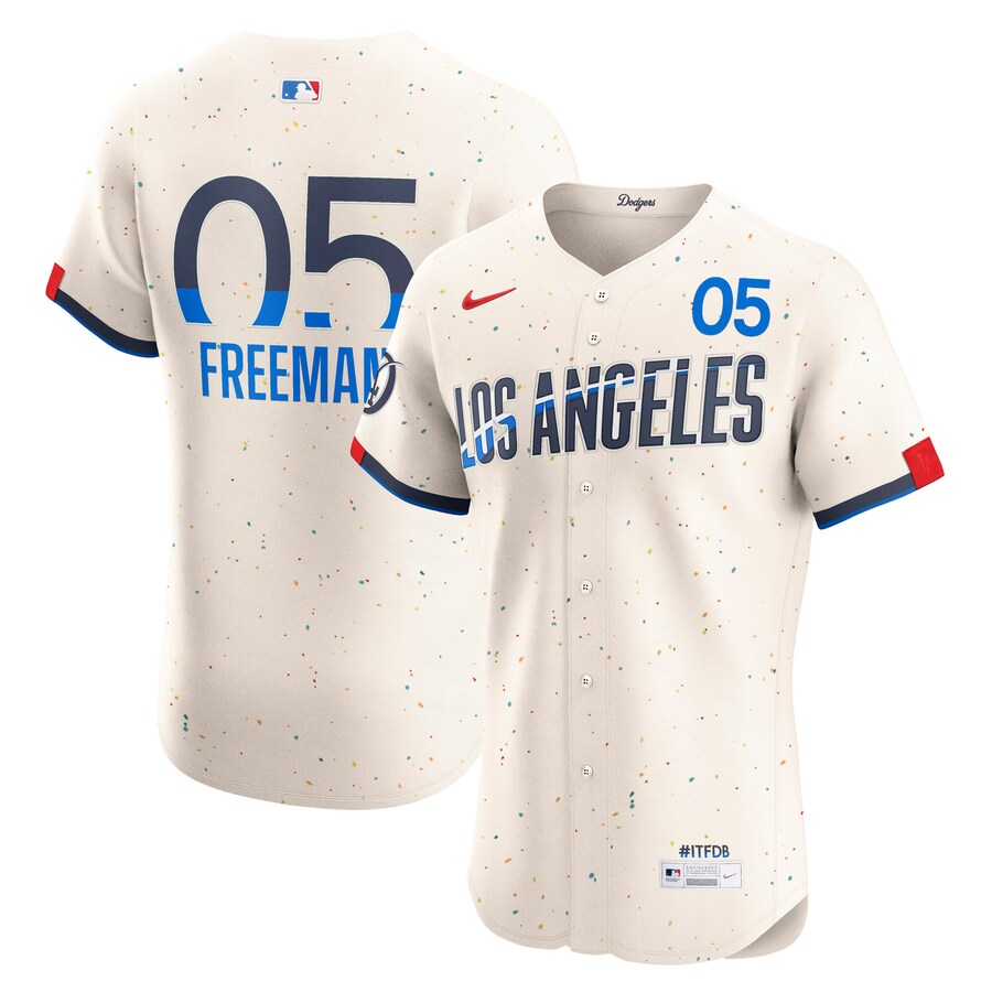 Men's Los Angeles Dodgers Freddie Freeman Nike Cream City Connect Elite Jersey - Vujersey Los Angeles Rams