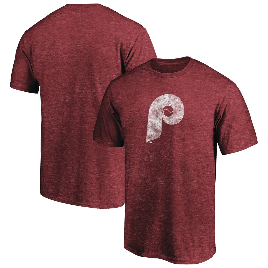 Men's Philadelphia Phillies Burgundy Cooperstown Collection Throwback Logo Tri-Blend T-Shirt - Vujersey Los Angeles Rams