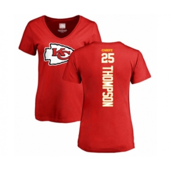 Football Women's Kansas City Chiefs #25 Darwin Thompson Red Backer T-Shirt - Vujersey Los Angeles Rams