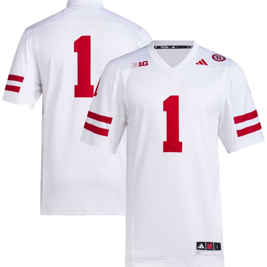 Men's adidas #1 White Nebraska Huskers Premier Football Jersey - Vujersey Los Angeles Rams
