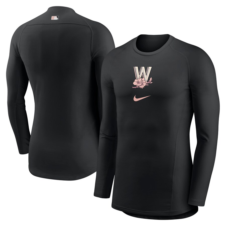 Men's Washington Nationals Nike Black City Connect Base Layer Raglan Long Sleeve Performance T-Shirt - Vujersey Los Angeles Rams