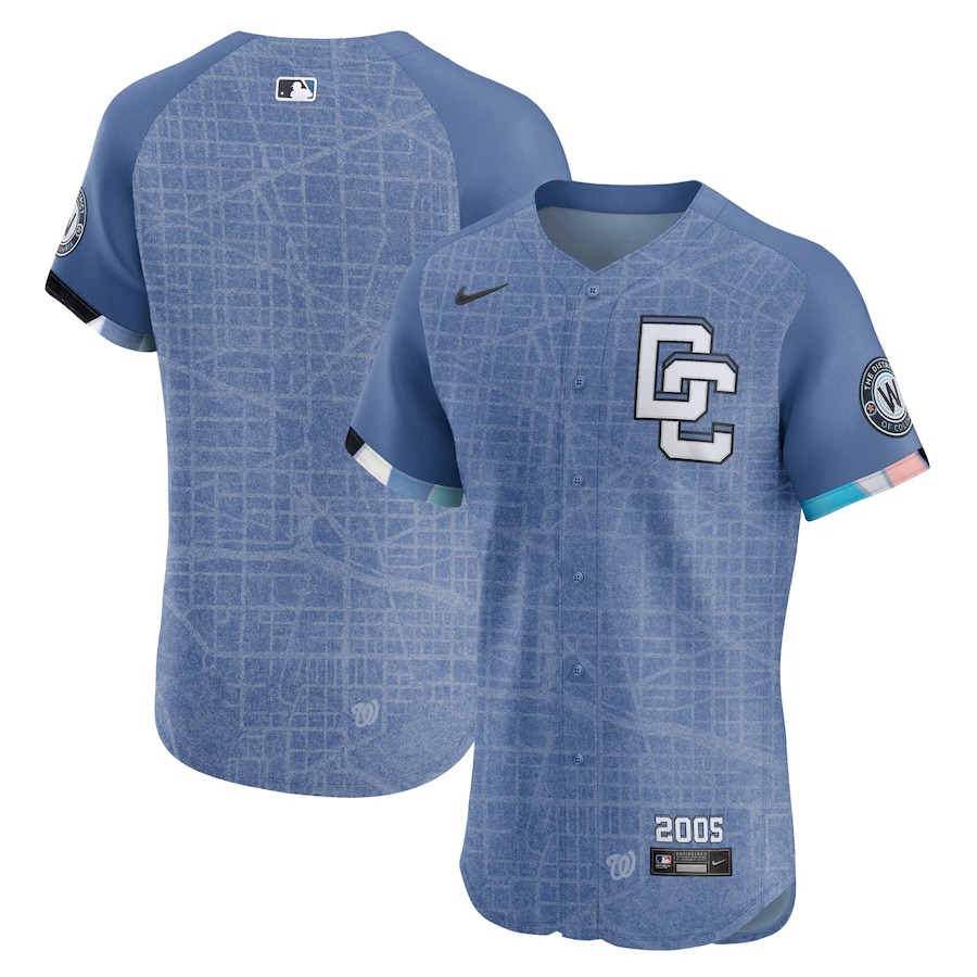 Men's Washington Nationals Nike Blue 2025 City Connect Elite Jersey - Vujersey Los Angeles Rams