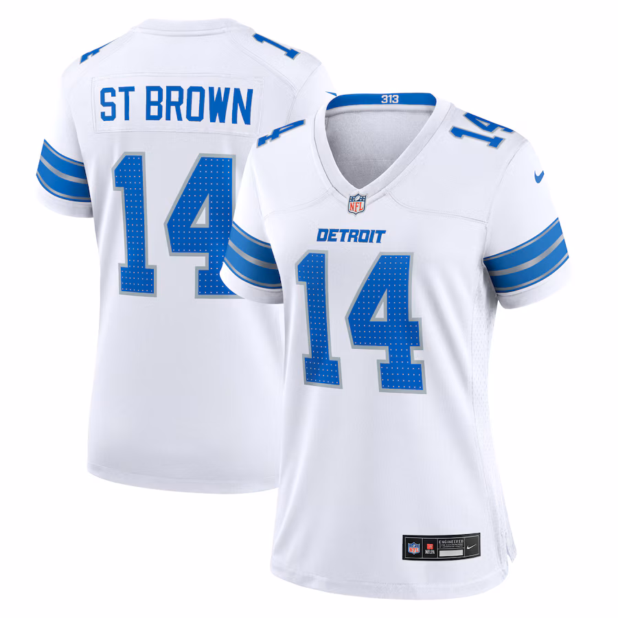 Women's Detroit Lions Amon-Ra St. Brown Nike White White Game Jersey - Vujersey Los Angeles Rams