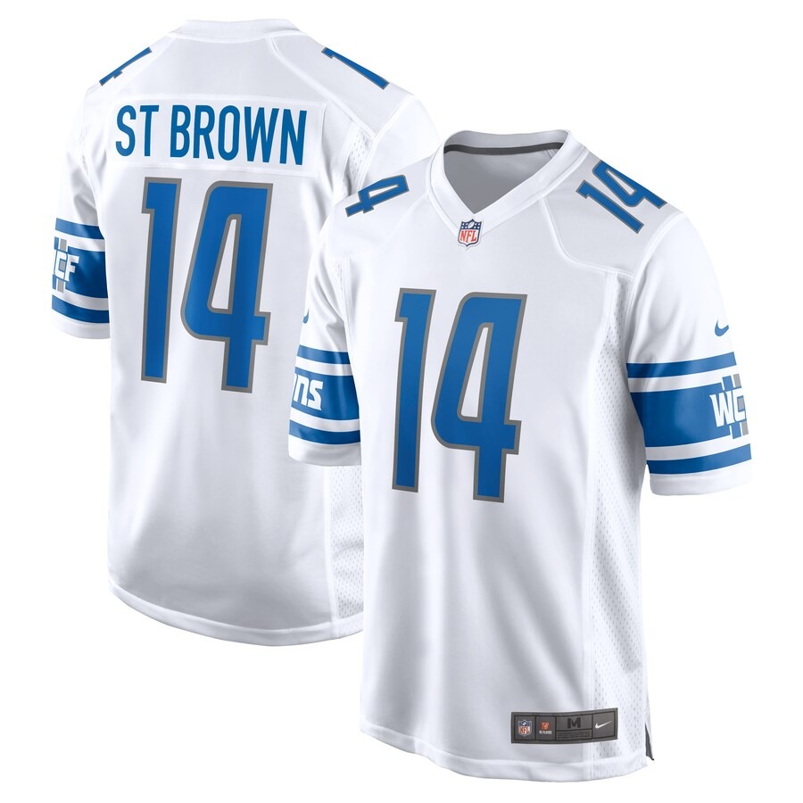 Men's Detroit Lions Amon-Ra St. Brown Nike White Player Game Jersey - Vujersey Los Angeles Rams