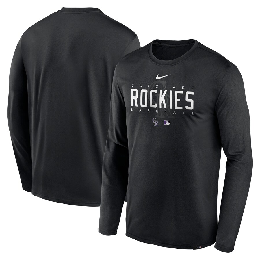 Men's Colorado Rockies Nike Black Authentic Collection Team Logo Legend Performance Long Sleeve T-Shirt - Vujersey Los Angeles Rams