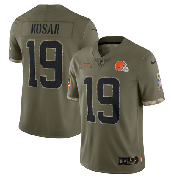 Men's Cleveland Browns #19 Bernie Kosar 2022 Olive Salute To Service Limited Stitched Jersey - Vujersey Los Angeles Rams