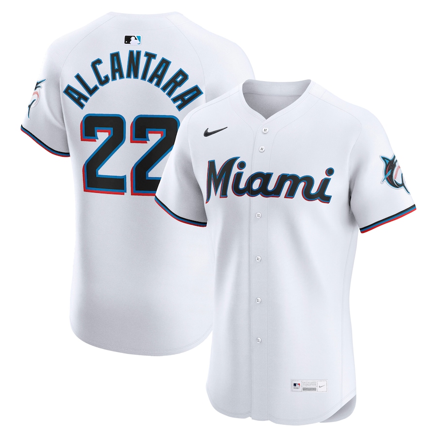 Men's Miami Marlins Sandy Alcantara Nike White Home Elite Jersey - Vujersey Los Angeles Rams