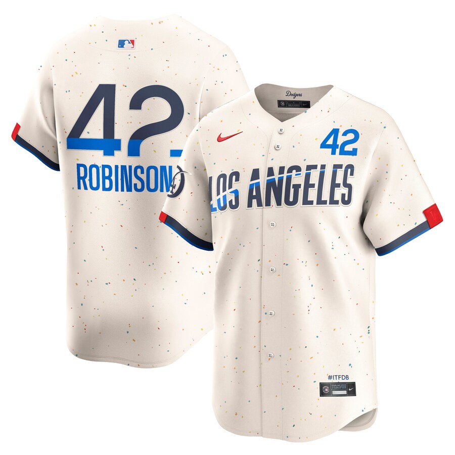 Men's Los Angeles Dodgers Jackie Robinson Nike Cream City Connect Limited Player Jersey - Vujersey Los Angeles Rams