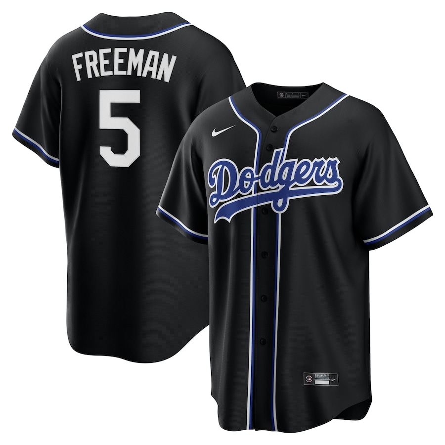 Youth Los Angeles Dodgers Freddie Freeman Nike Black Lights Out Replica Player Jersey - Vujersey Los Angeles Rams