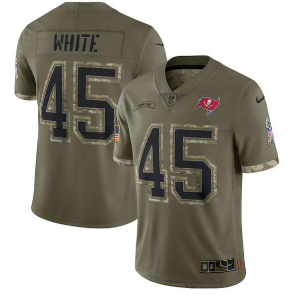 Men's Tampa Bay Buccaneers #45 Devin White 2022 Olive Salute To Service Limited Stitched Jersey - Vujersey Los Angeles Rams