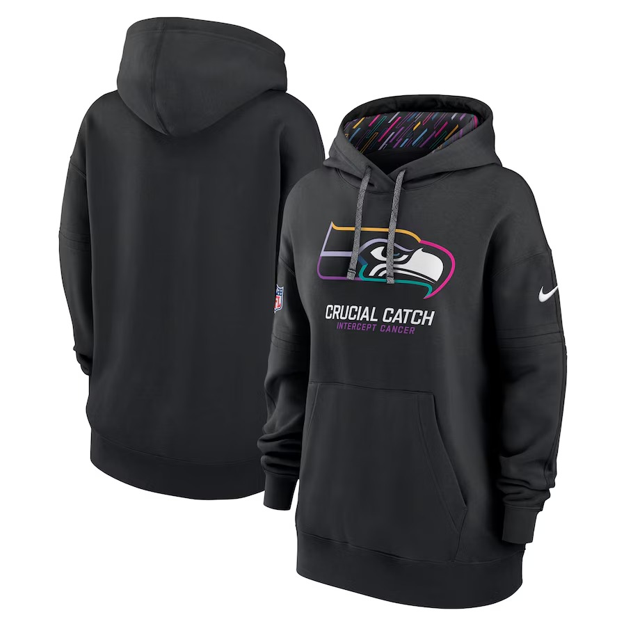 Women's Seattle Seahawks  Nike Black 2024 NFL Crucial Catch Club Pullover Hoodie - Vujersey Los Angeles Rams
