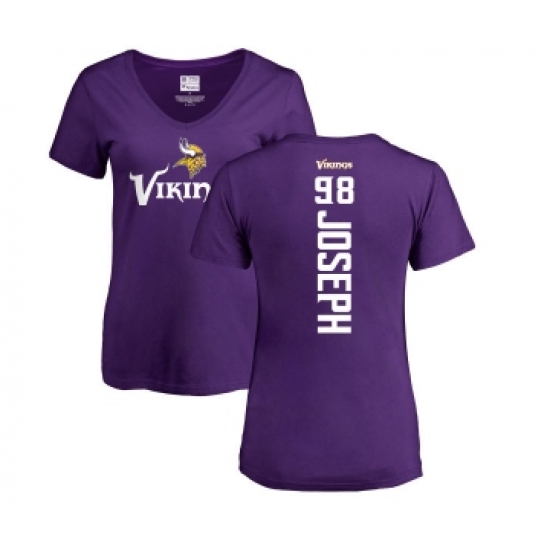 Football Women's Minnesota Vikings #98 Linval Joseph Purple Backer Slim Fit T-Shirt - Vujersey Los Angeles Rams