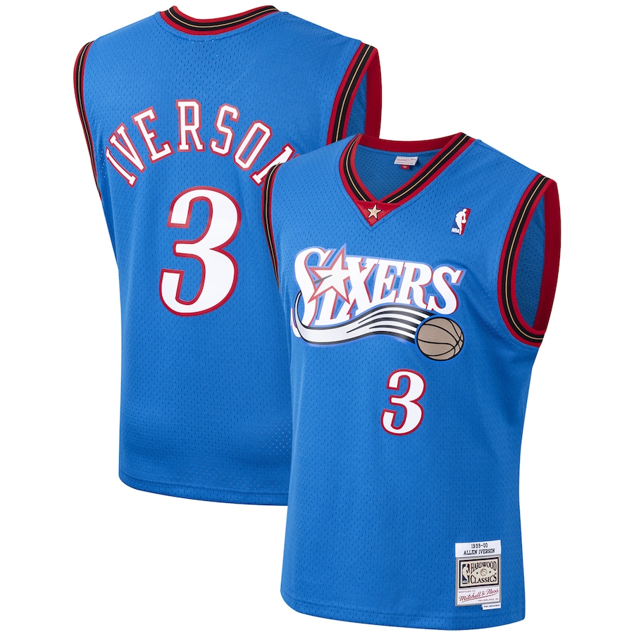 Men's Philadelphia 76ers Allen Iverson Mitchell & Ness Royal 1999/2000 Hardwood Classics Swingman Jersey - Vujersey Los Angeles Rams