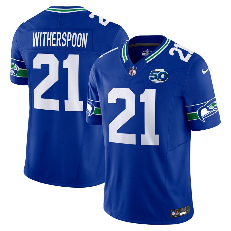 Men's Seattle Seahawks Devon Witherspoon Nike Royal 50th Season Vapor F.U.S.E. Limited Jersey - Vujersey Los Angeles Rams