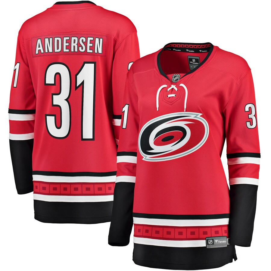 Women's Carolina Hurricanes Frederik Andersen Fanatics Branded Red Alternate Breakaway Player Jersey - Vujersey Los Angeles Rams