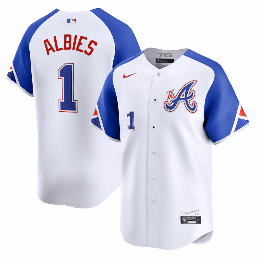 Men's Atlanta Braves Ozzie Albies Nike White City Connect Limited Player Jersey - Vujersey Los Angeles Rams