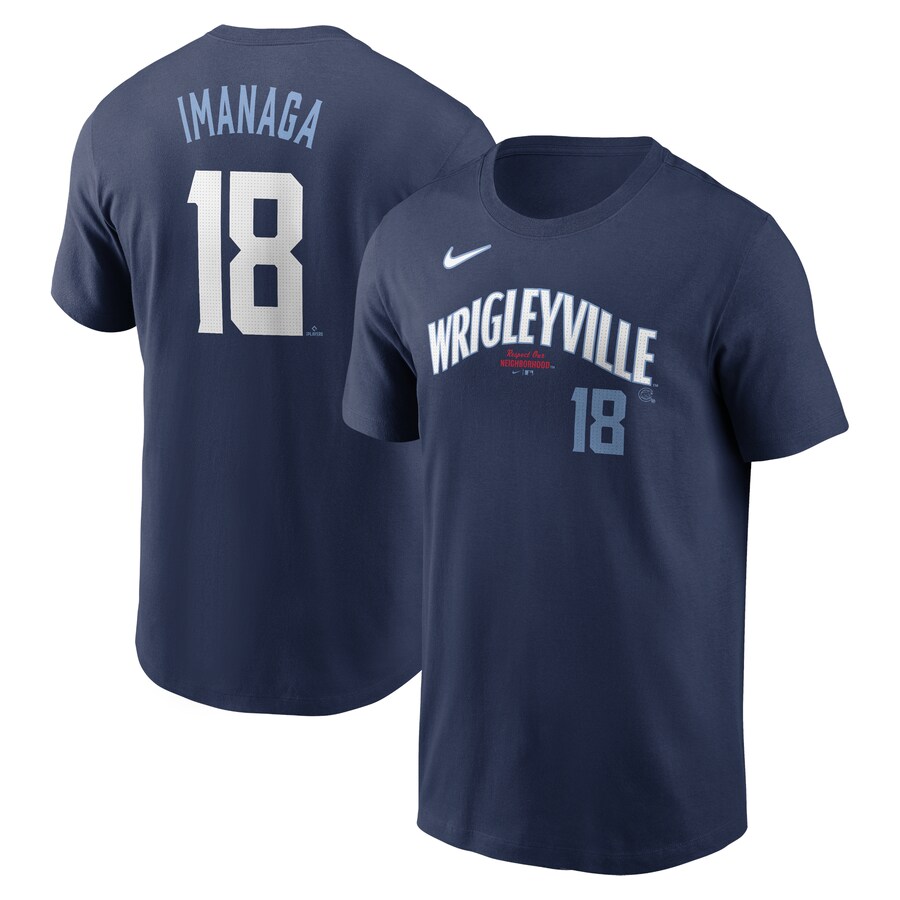 Men's Chicago Cubs Shōta Imanaga Nike Navy Fuse Name & Number T-Shirt - Vujersey Los Angeles Rams