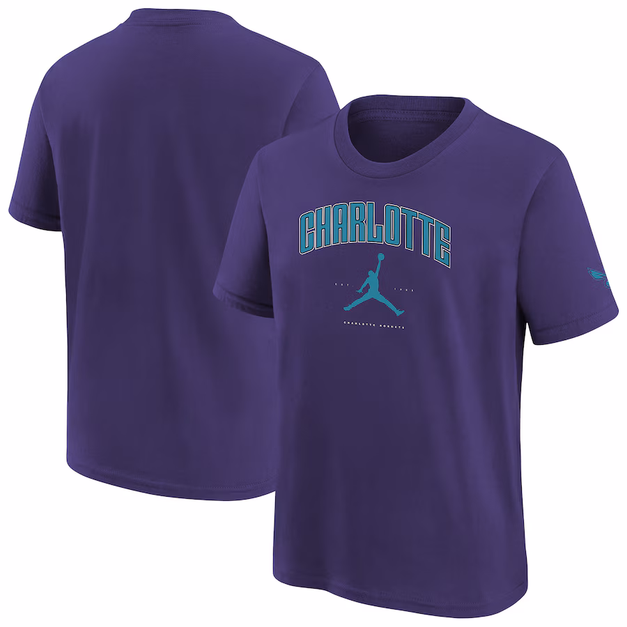 Youth Charlotte Hornets Jordan Brand Purple Essential Cities T-Shirt - Vujersey Los Angeles Rams
