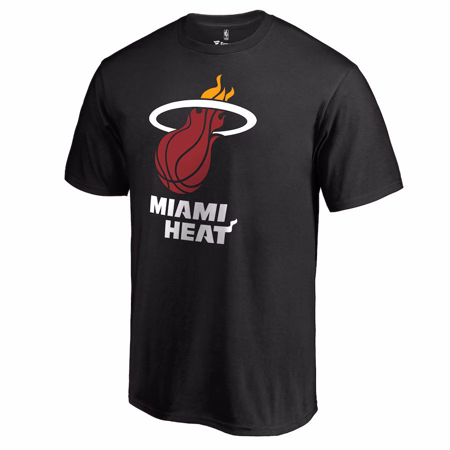 Men's Miami Heat Black Primary Logo T-Shirt - Vujersey Los Angeles Rams