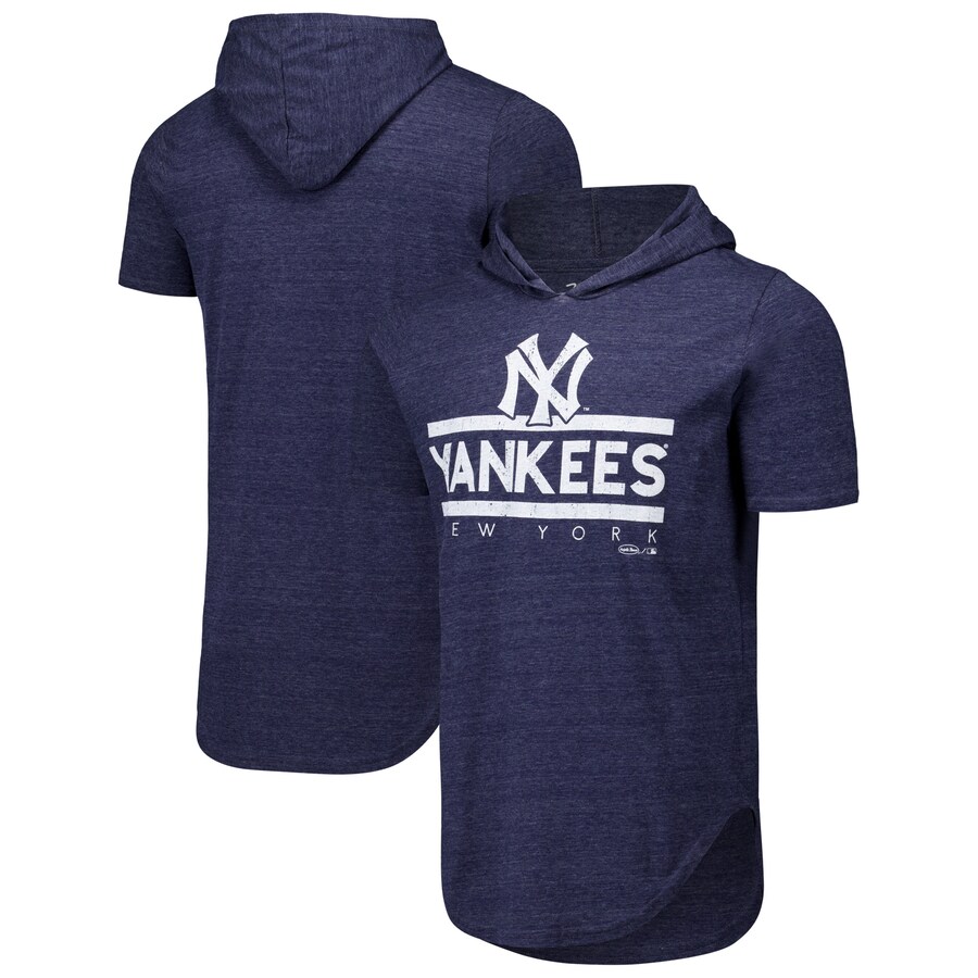 Men's New York Yankees Majestic Threads Navy Tri-Blend Hoodie T-Shirt - Vujersey Los Angeles Rams
