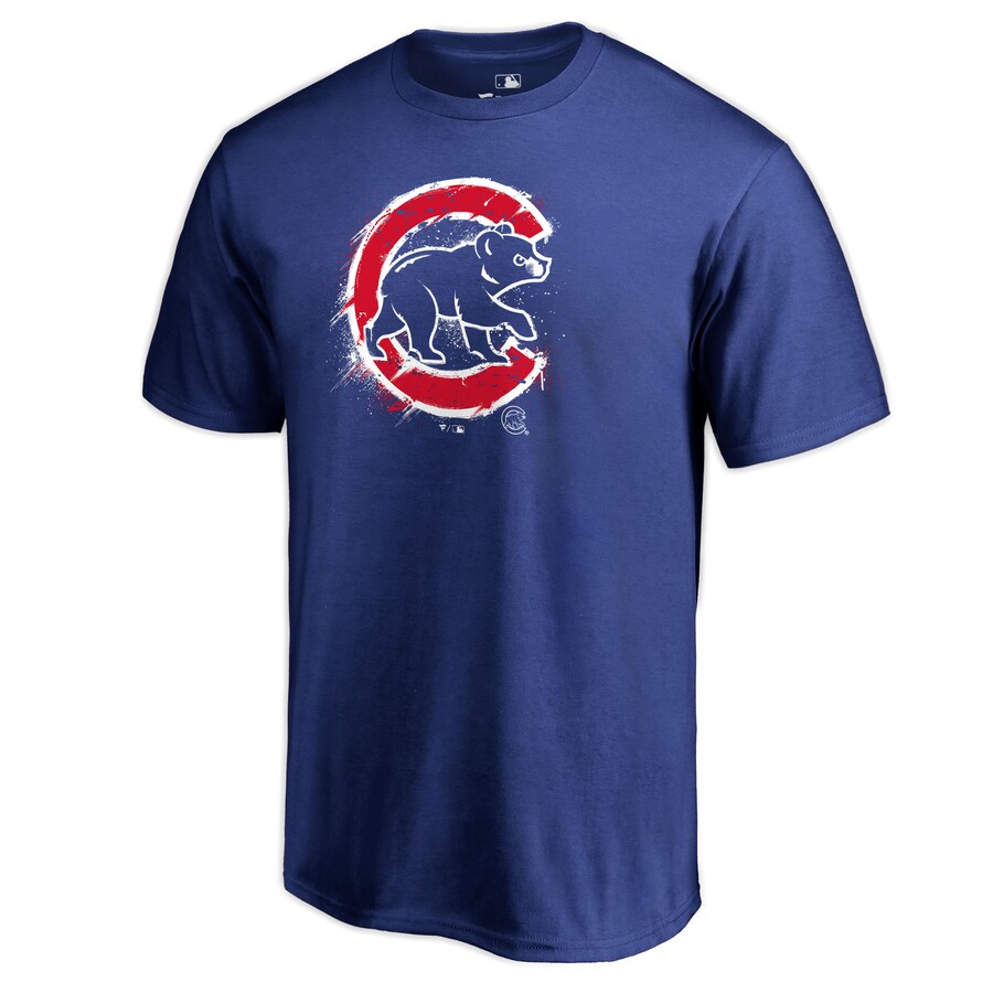 Men's Chicago Cubs Royal Splatter Logo T-Shirt - Vujersey Los Angeles Rams