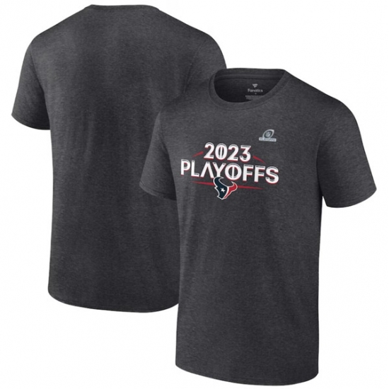 Men's Houston Texans Heather Charcoal 2023 Playoffs Ready T-Shirt - Vujersey Los Angeles Rams