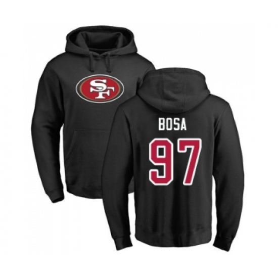 Football San Francisco 49ers #97 Nick Bosa Black Name & Number Logo Pullover Hoodie - Vujersey Los Angeles Rams