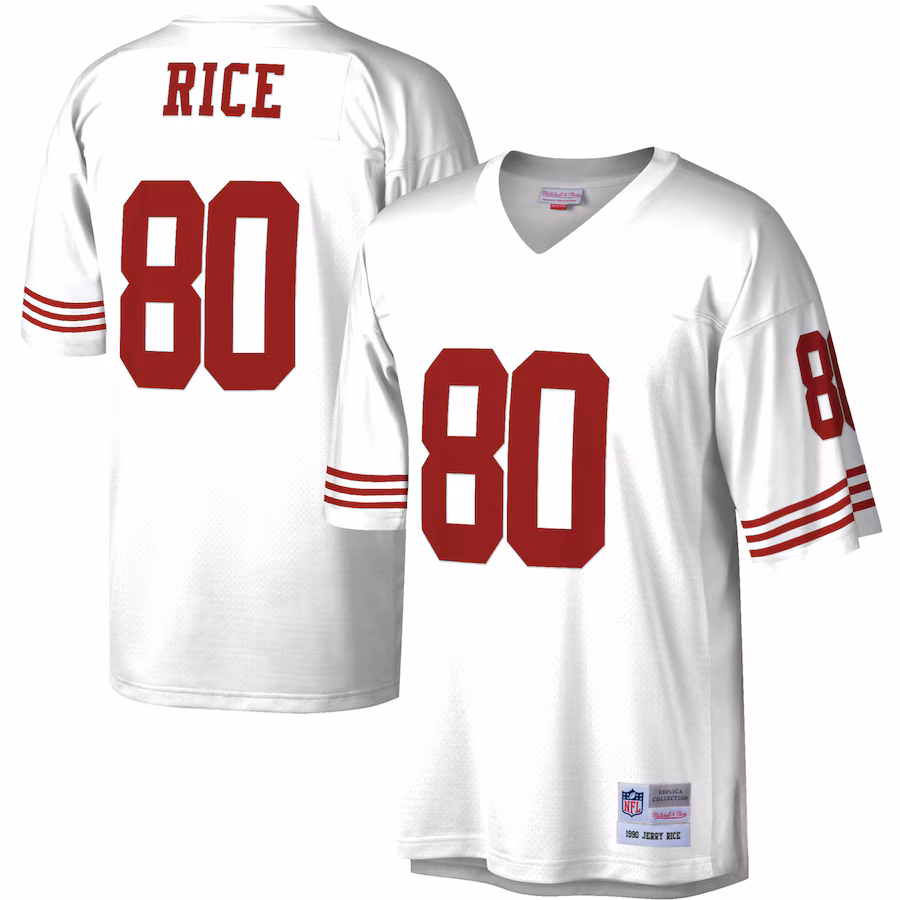 Men's San Francisco 49ers Jerry Rice Mitchell & Ness White Legacy Replica Jersey - Vujersey Los Angeles Rams