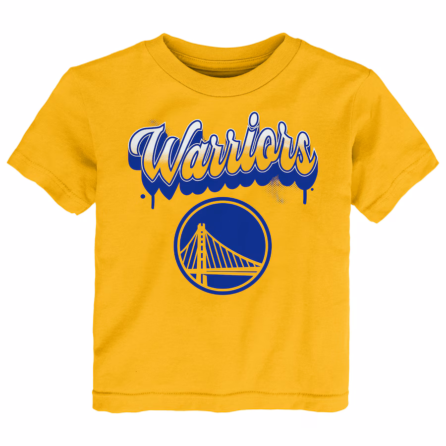 Youth Golden State Warriors  Gold Bubbly Script T-Shirt - Vujersey Los Angeles Rams